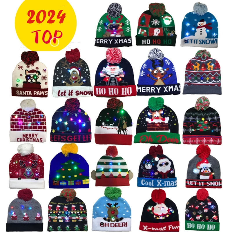 Knit Beanie Hat Warm - Chapéu de Natal tricotado para crianças