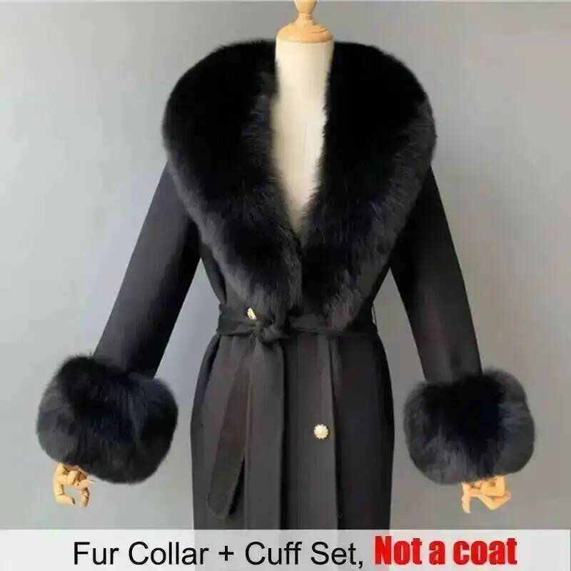 Gola de pele real e punhos con - Shawl Wrap Winter avaliação e preço